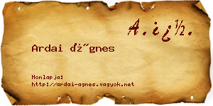 Ardai Ágnes névjegykártya